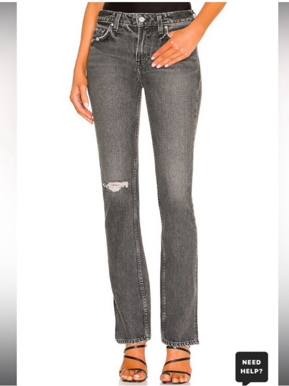 GRLFRND Hailey Low Rise Slim Boot Jeans Empire State Black Slit Hem Size 27